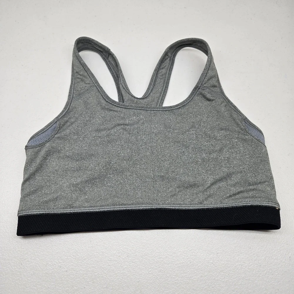 Nike Women Sports Bra‎ M Gray DRI FIT Wireless Jersey Racerback